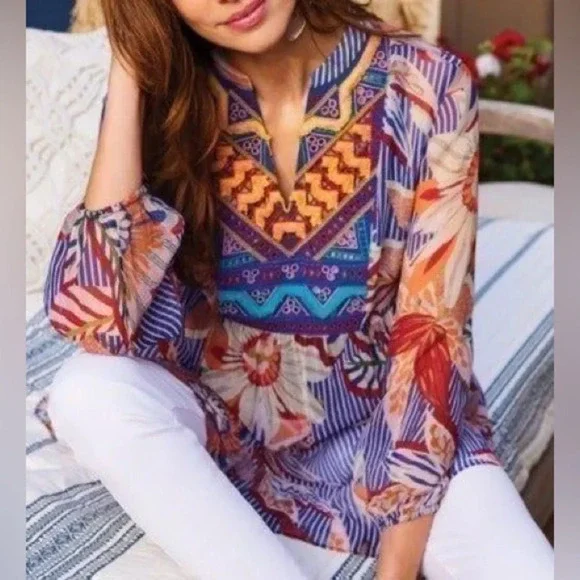 Soft Surroundings Tory Tunic Multi Color Top Size XL - Picture 6 of 6